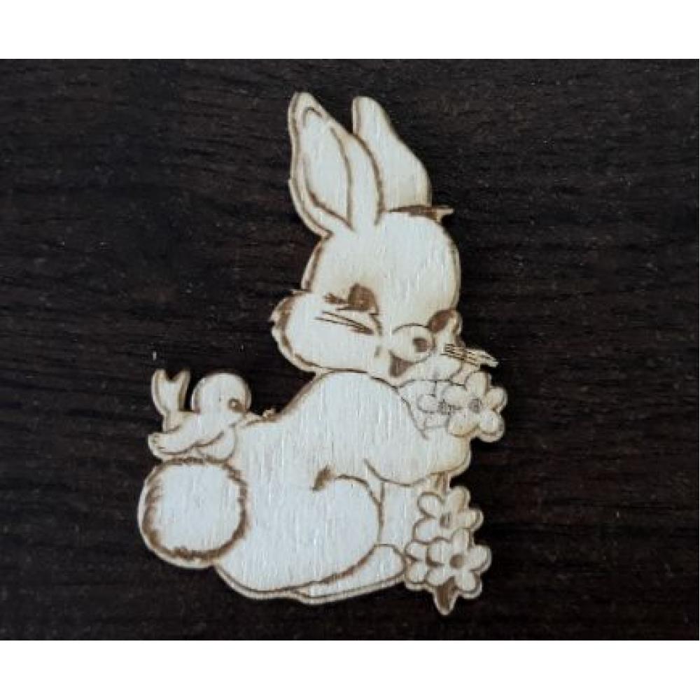 🐰 Великденска дървена фигурка „Зайче с цветя“  🌸