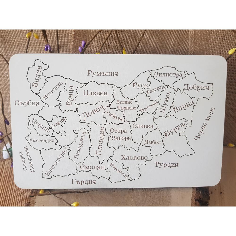 🗺️ Дървена карта на България – Компактен и образователен пъзел! 🇧🇬✨