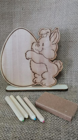 🐰 Великденско зайче с яйце на стойка – за оцветяване + подарък цветни моливи 🎨