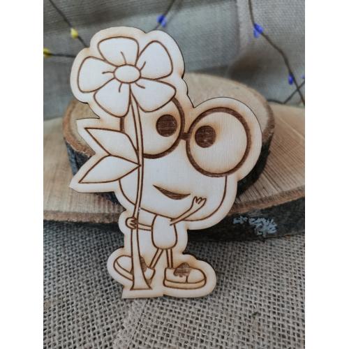 🎨🖌️ Дървена фигурка за оцветяване + цветни моливи  🎨