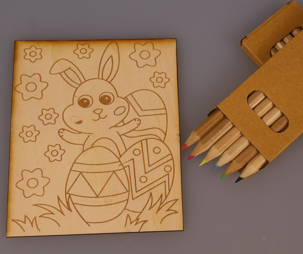 🌸 Дървена Великденска картина за оцветяване с моливи 🖍🐰