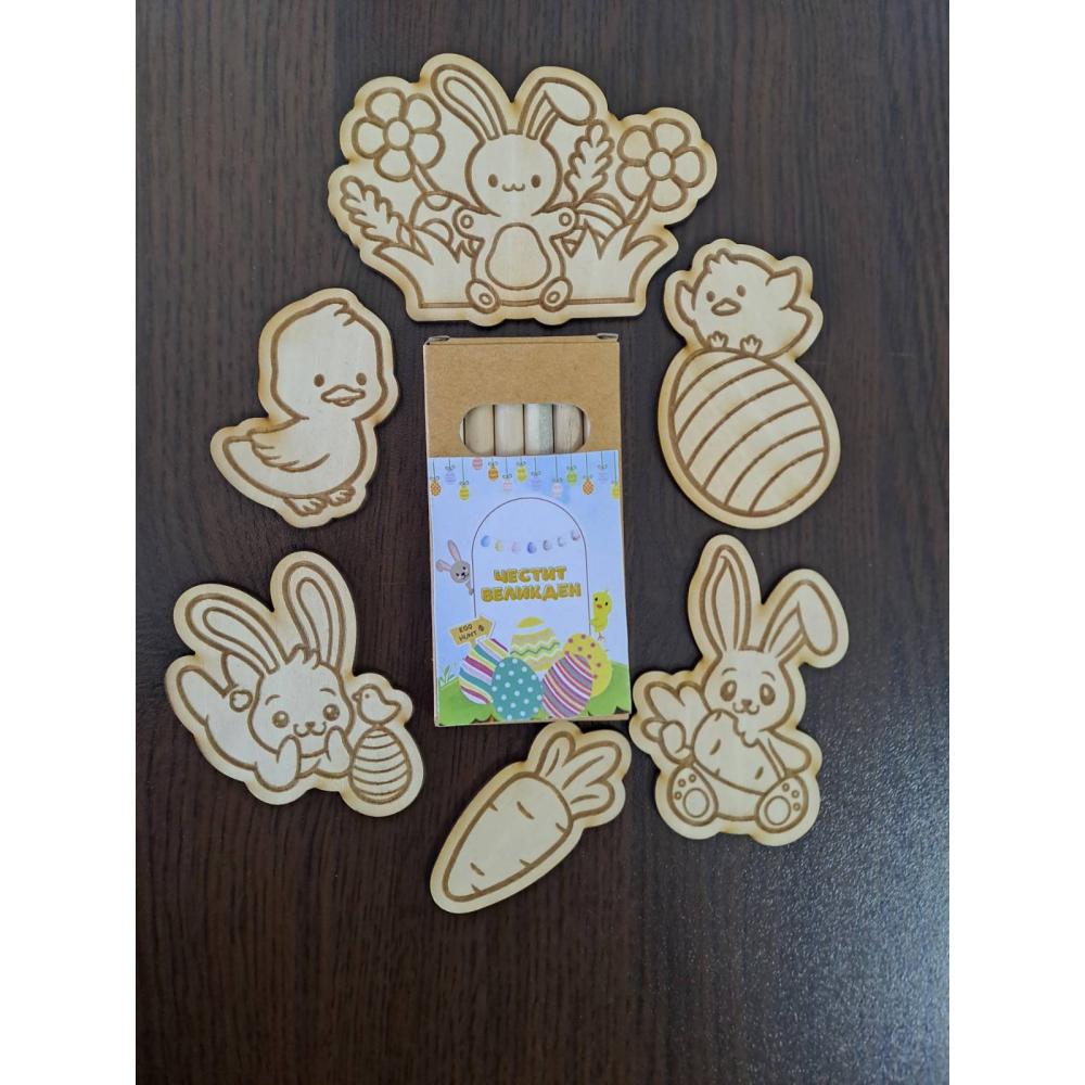 🖌️ Великденски Фигурки за Оцветяване + Подарък Цветни Моливи 🎨🐰