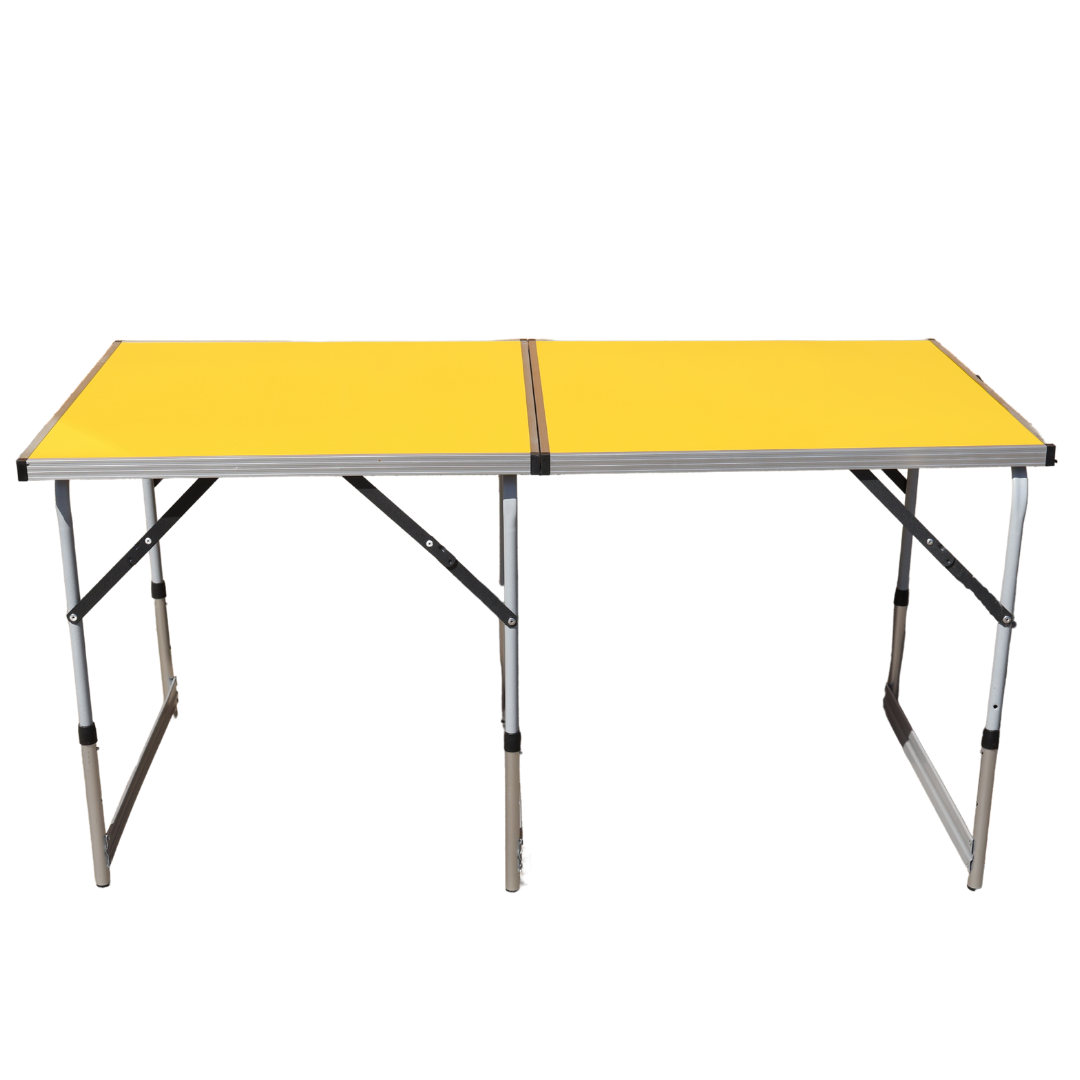 FAVO ALU COMPACT – Сгъваема маса с регулируема височина и жълт MDF плот