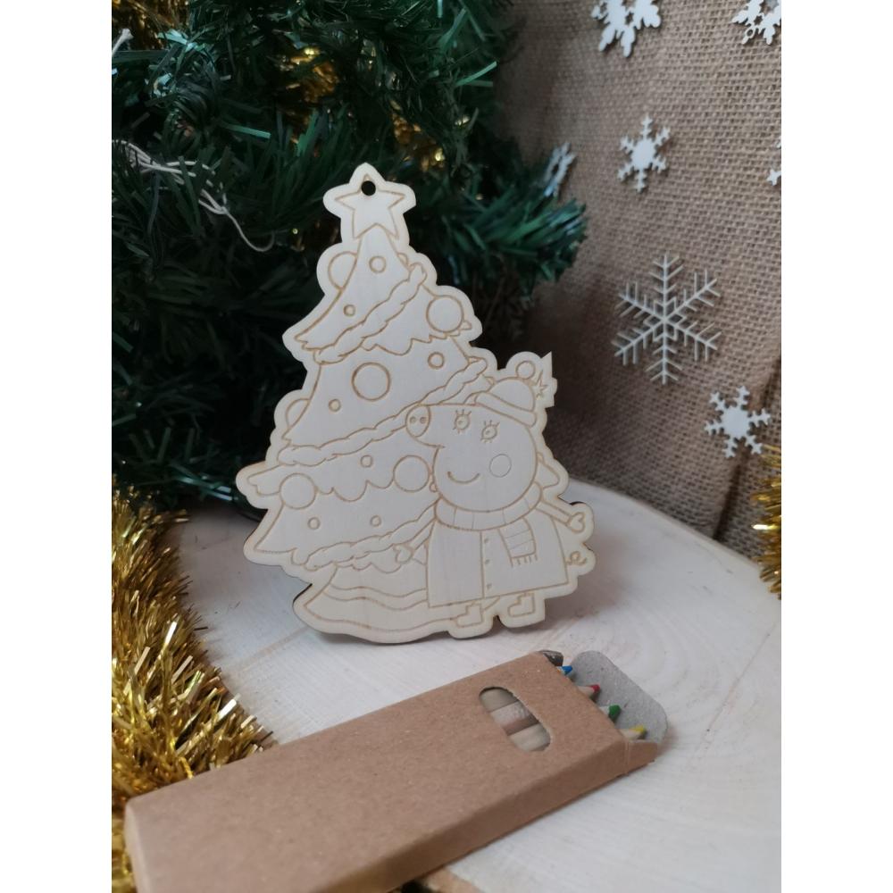 🎄 Коледна дървена фигурка за оцветяване "Мама Праси"– Уникална празнична декорация! 🎨✨